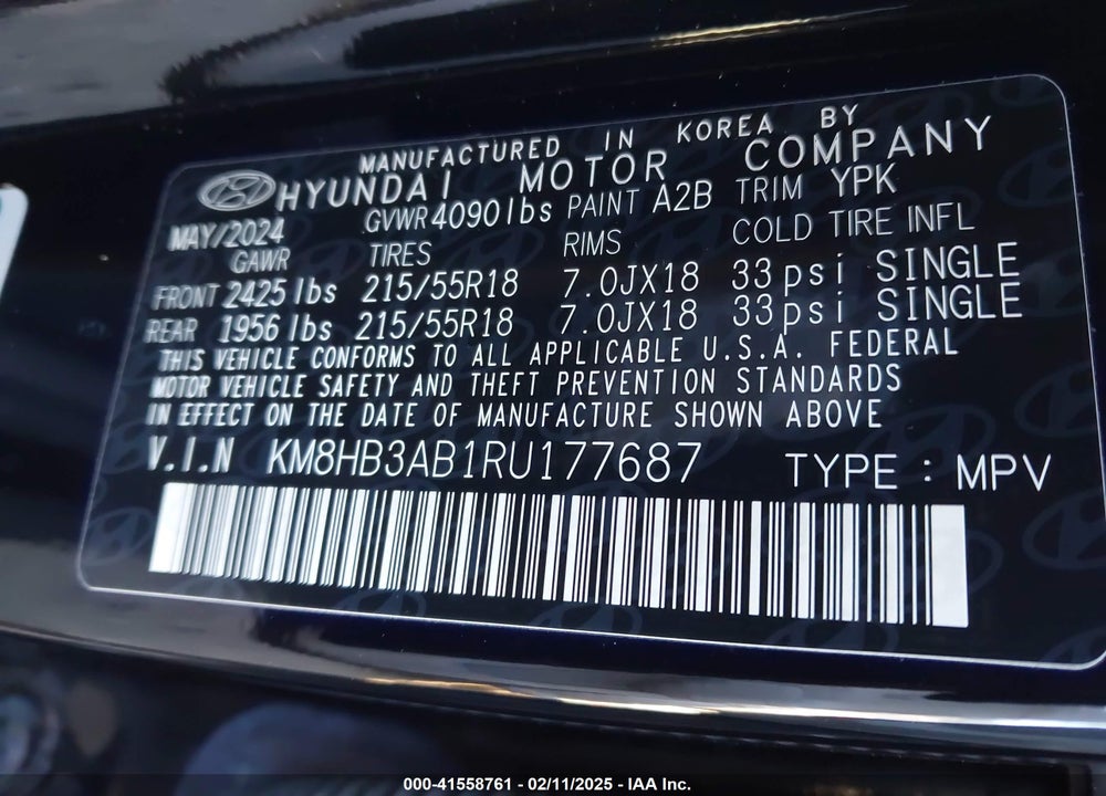 2024 HYUNDAI KONA SEL VIN: KM8HB3AB1RU177687