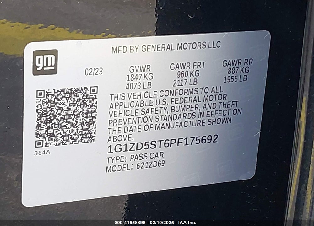 2023 CHEVROLET MALIBU FWD 1LT VIN: 1G1ZD5ST6PF175692