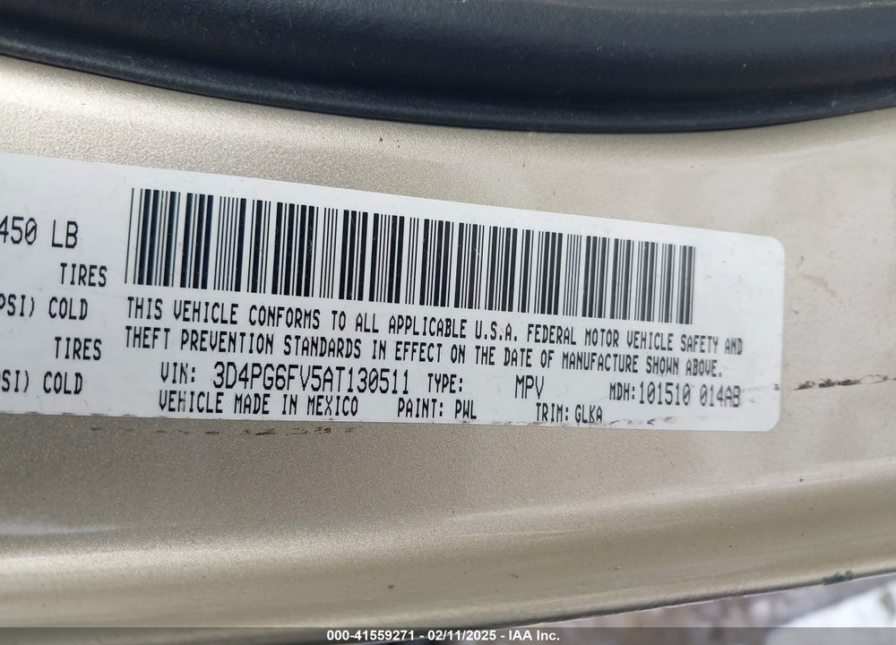 2010 DODGE JOURNEY R/T VIN: 3D4PG6FV5AT130511