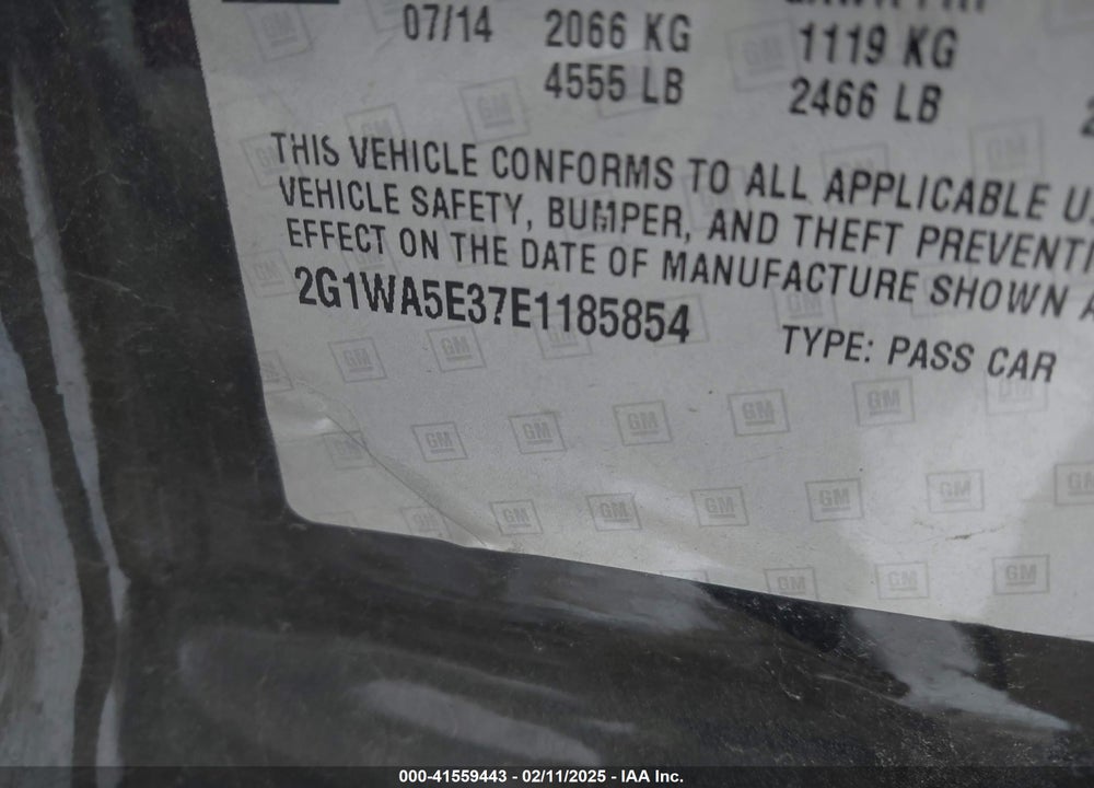 2014 CHEVROLET IMPALA LIMITED VIN: 2G1WA5E37E1185854