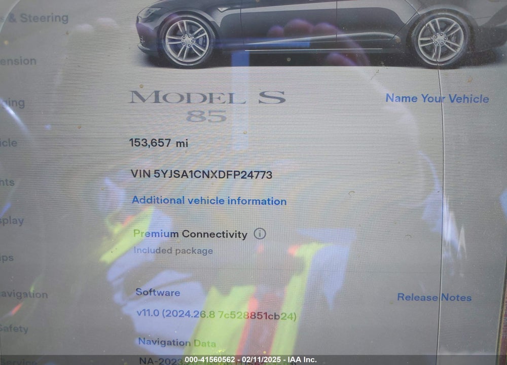 2013 TESLA MODEL S VIN: 5YJSA1CNXDFP24773
