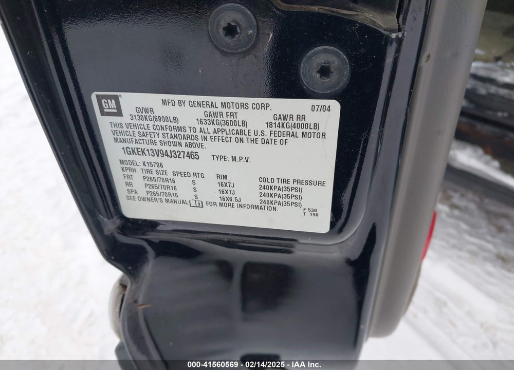 2004 GMC YUKON SLE VIN: 1GKEK13V94J327465