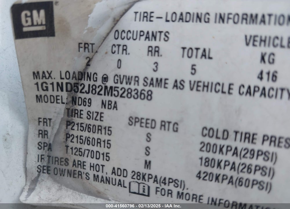 2002 CHEVROLET MALIBU VIN: 1G1ND52J82M528368