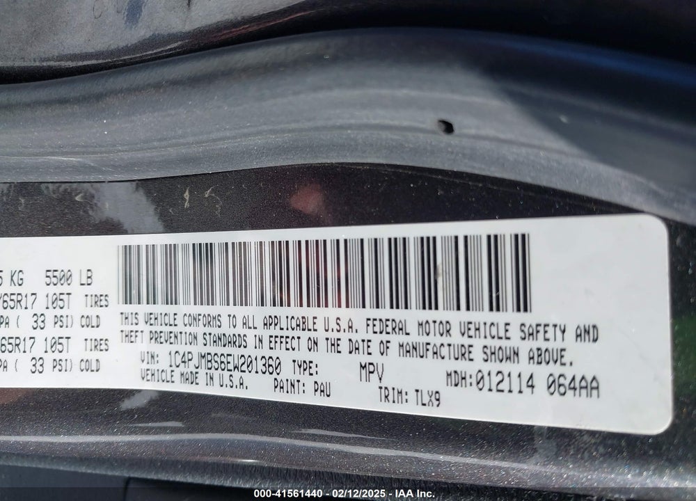 2014 JEEP CHEROKEE TRAILHAWK VIN: 1C4PJMBS6EW201360