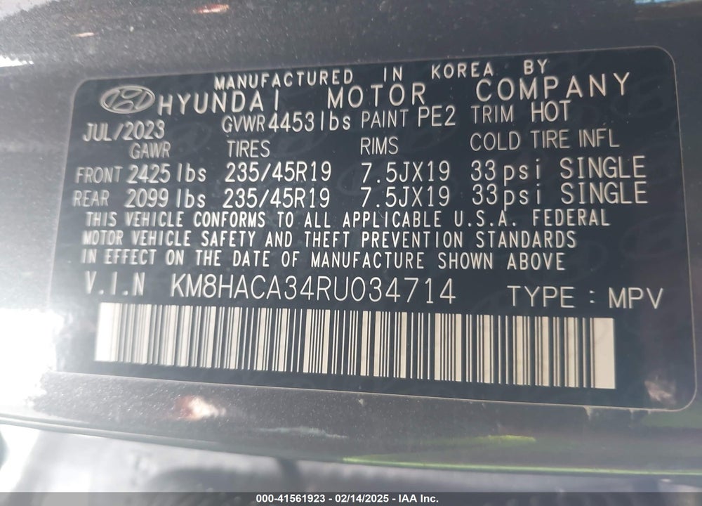 2024 HYUNDAI KONA N LINE VIN: KM8HACA34RU034714