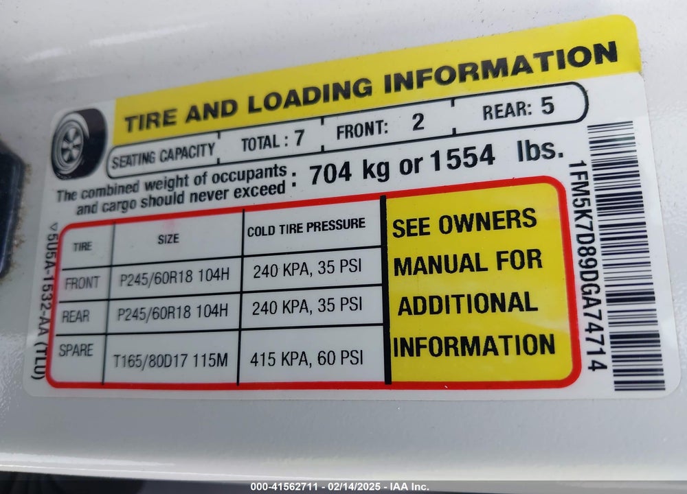 2013 FORD EXPLORER XLT VIN: 1FM5K7D89DGA74714