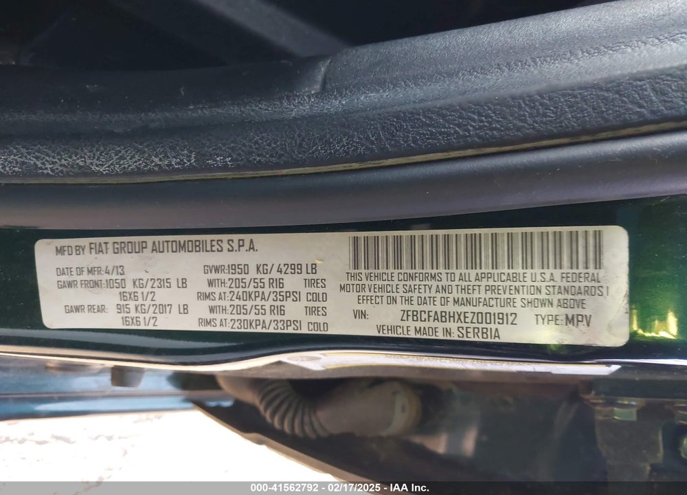 2014 FIAT 500L VIN: ZFBCFABHXEZ001912