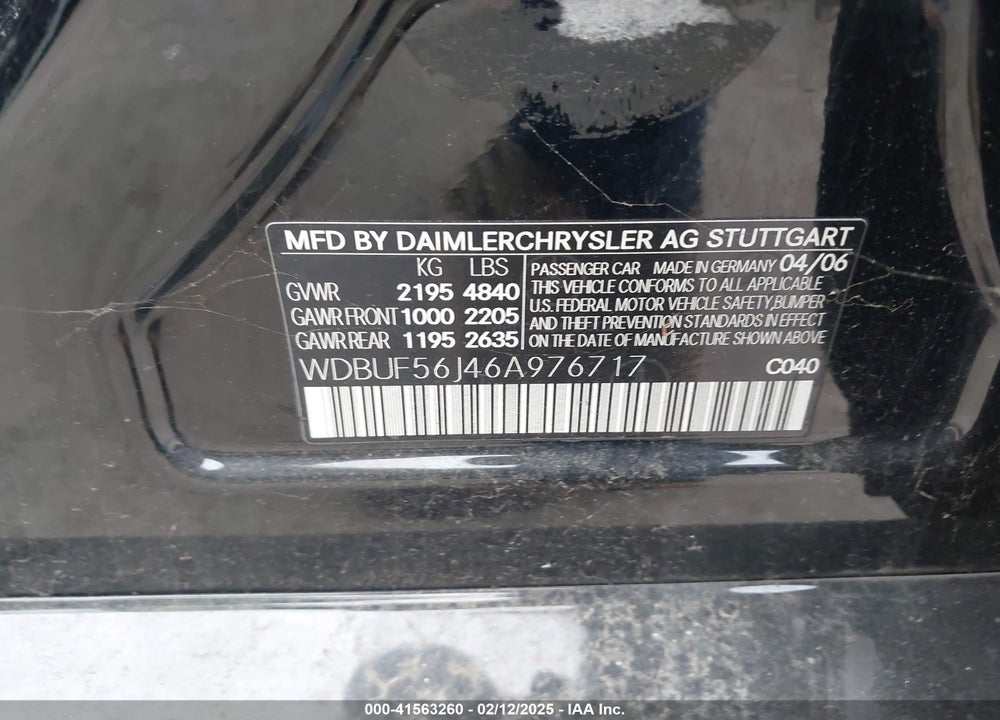 2006 MERCEDES-BENZ E 350 VIN: WDBUF56J46A976717