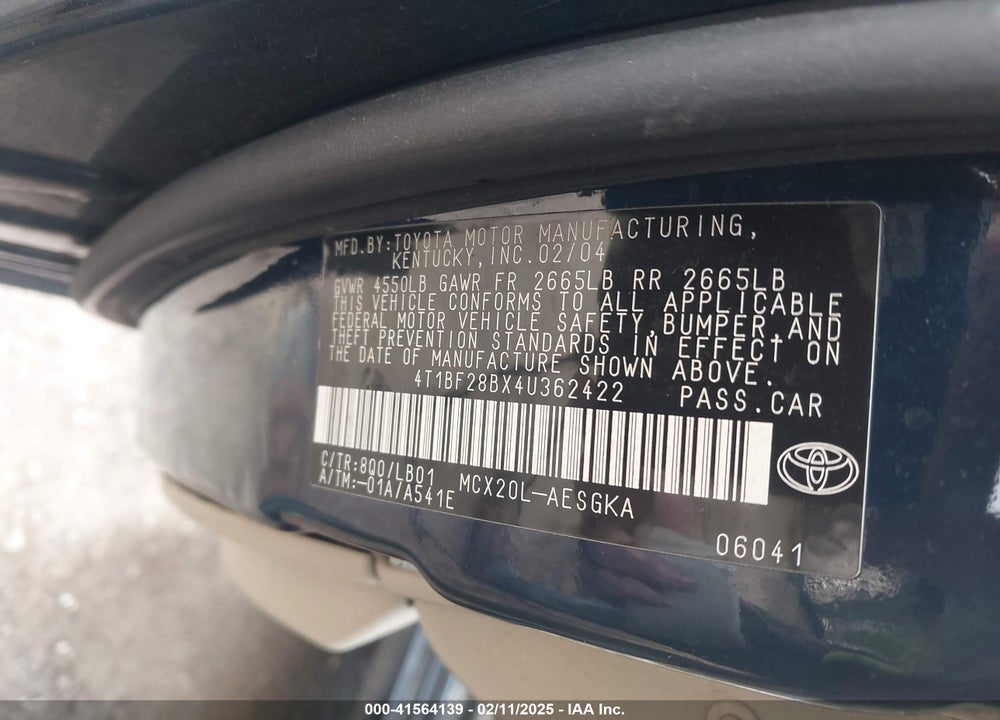 2004 TOYOTA AVALON XLS VIN: 4T1BF28BX4U362422