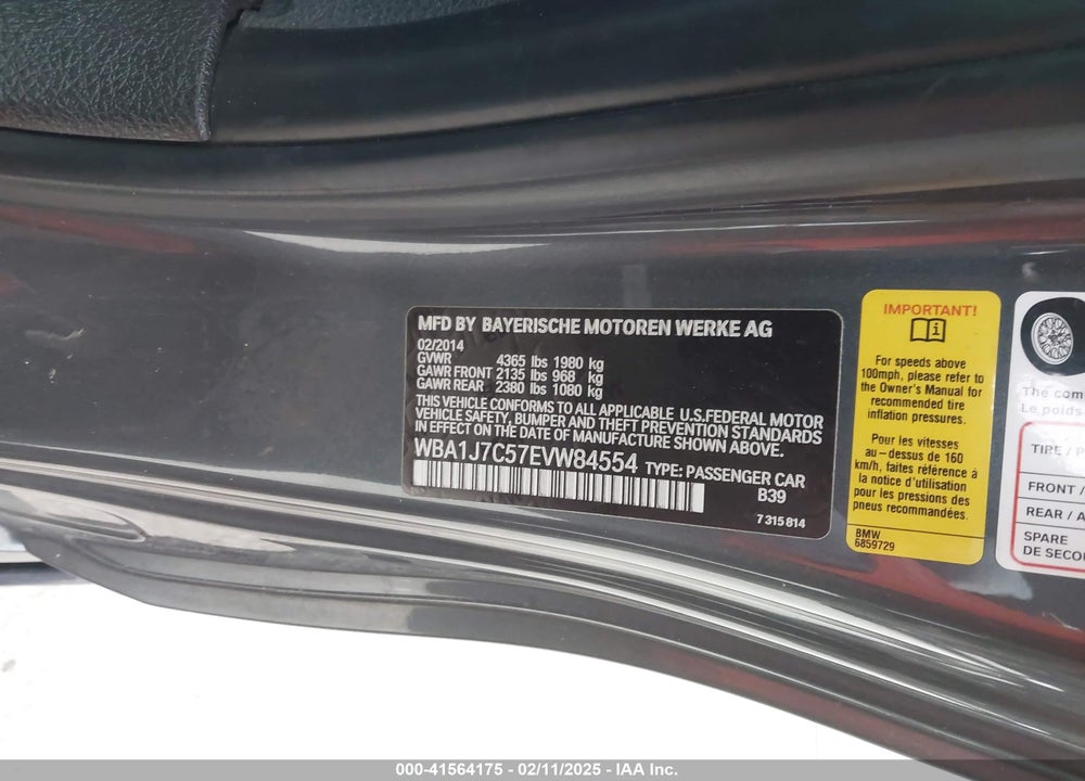 2014 BMW M235 VIN: WBA1J7C57EVW84554