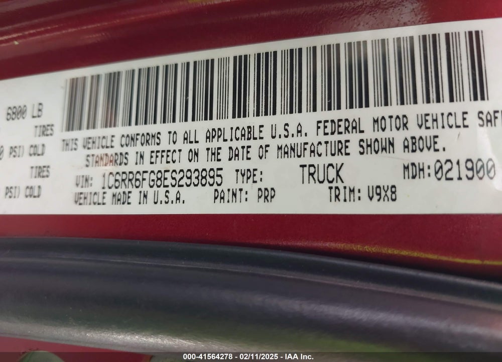 2014 RAM 1500 VIN: 1C6RR6FG8ES293895