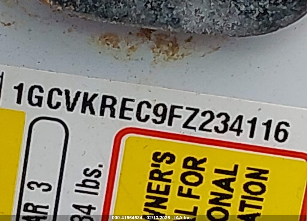 2015 CHEVROLET SILVERADO 1500 VIN: 1GCVKREC9FZ234116