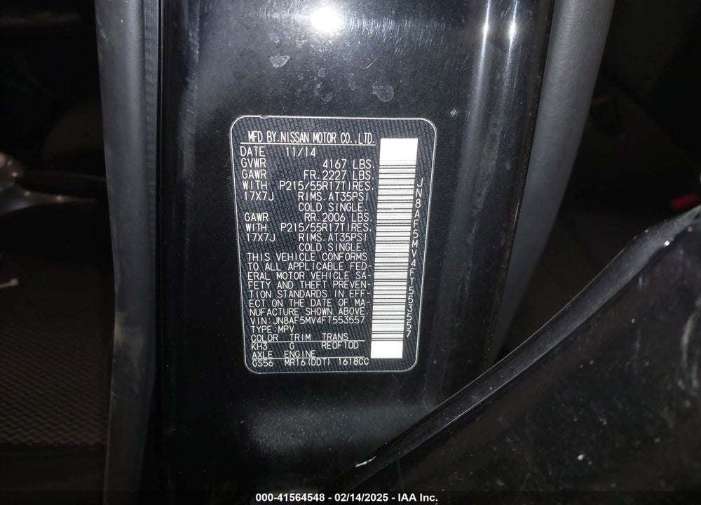 2015 NISSAN JUKE S VIN: JN8AF5MV4FT553557