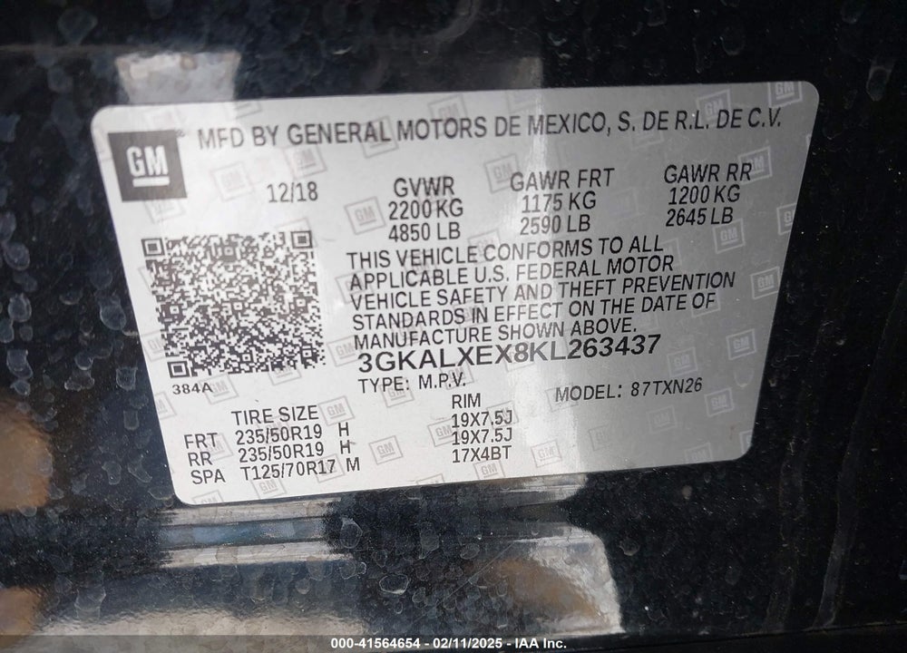 2019 GMC TERRAIN DENALI VIN: 3GKALXEX8KL263437