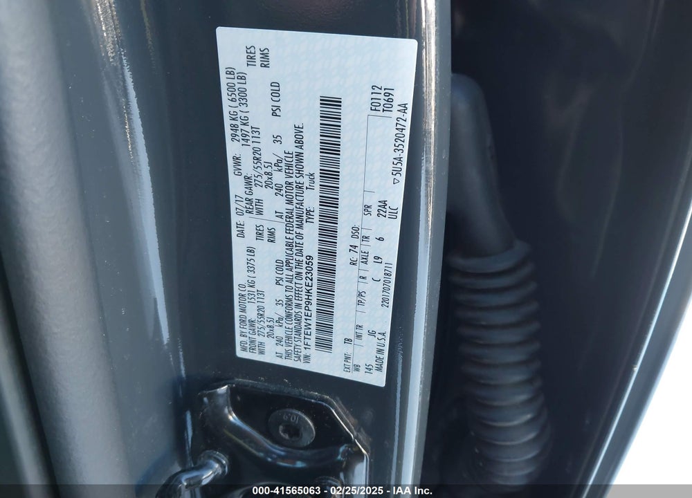 2017 FORD F-150 XL VIN: 1FTEW1EP9HKE23059