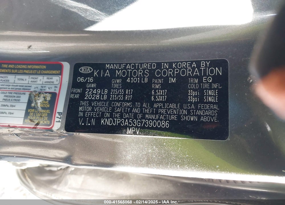 2016 KIA SOUL VIN: KNDJP3A53G7390086