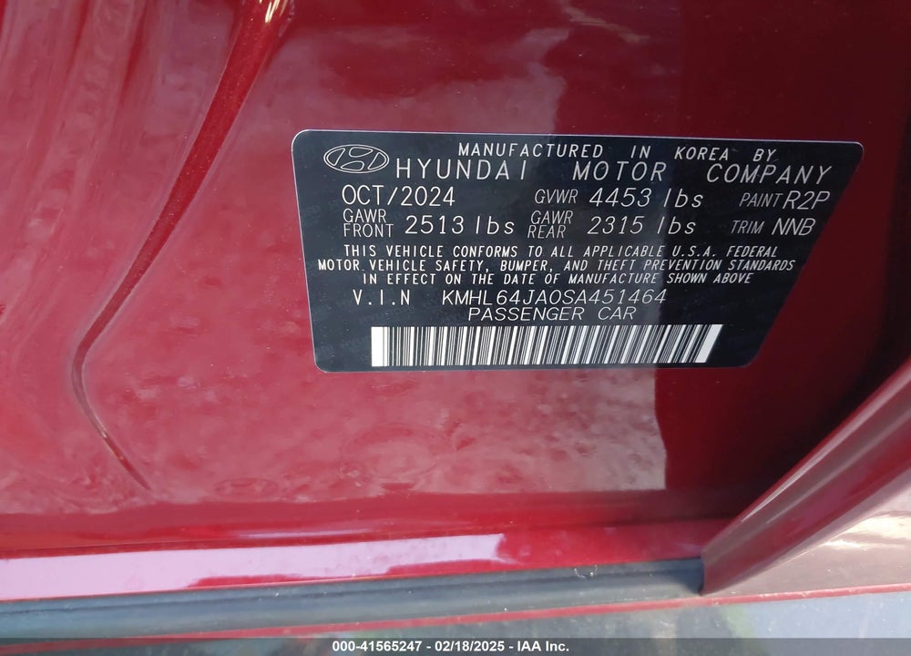 2025 HYUNDAI SONATA VIN: KMHL64JA0SA451464