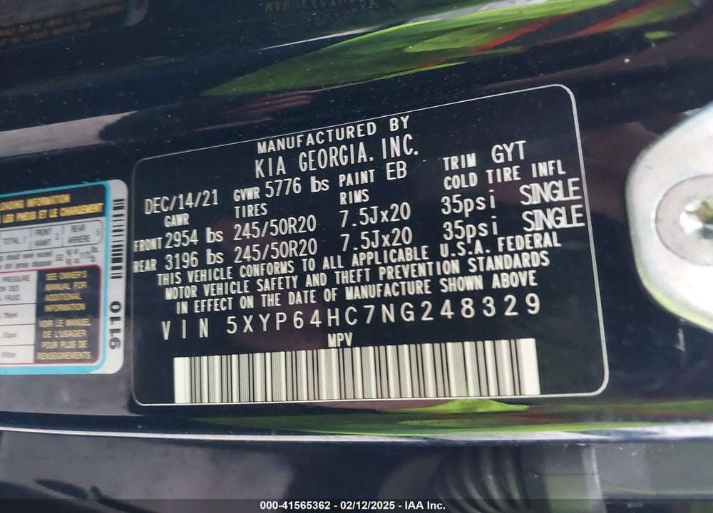 2022 KIA TELLURIDE S VIN: 5XYP64HC7NG248329