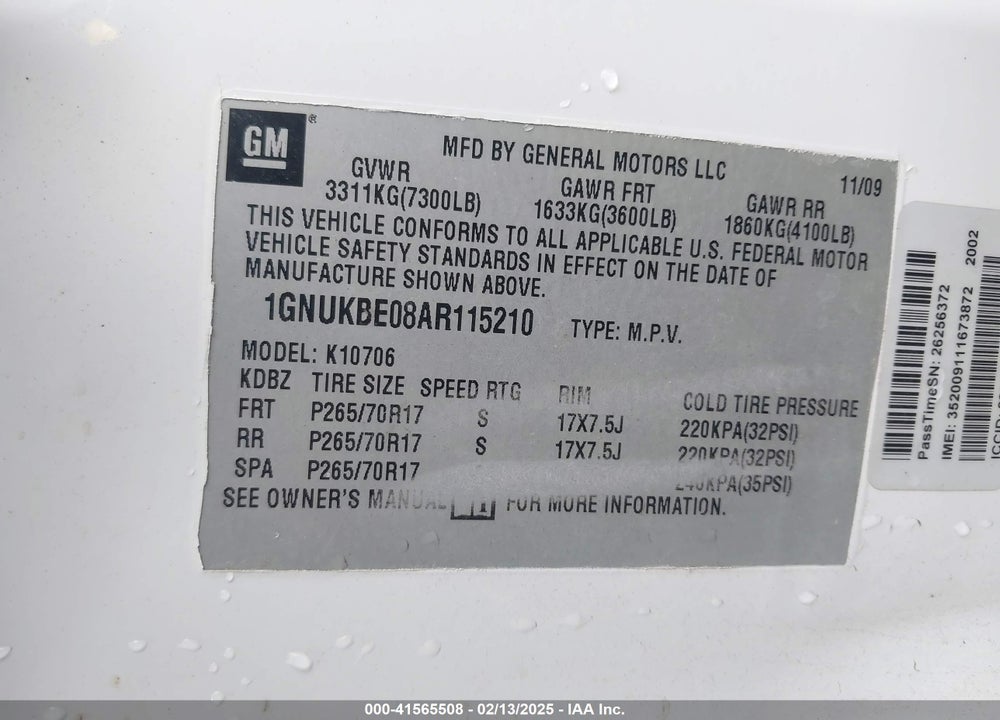 2010 CHEVROLET TAHOE LT VIN: 1GNUKBE08AR115210