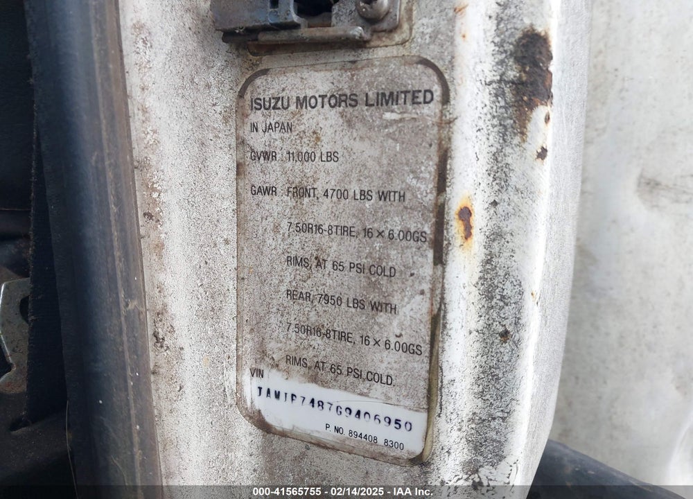 1986 ISUZU NPR VIN: JAMJP7487G9406950