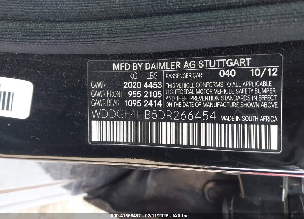 2013 MERCEDES-BENZ C 250 VIN: WDDGF4HB5DR266454