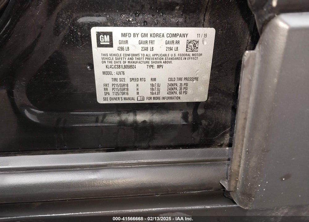 2020 BUICK ENCORE FWD ESSENCE VIN: KL4CJCSB1LB058924