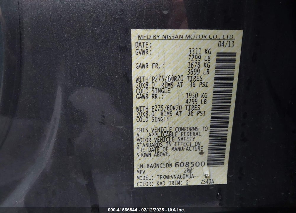2013 NISSAN ARMADA SL VIN: 5N1BA0NC5DN608500
