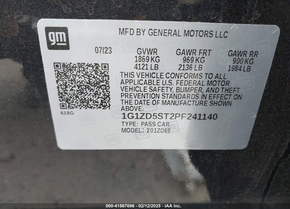 2023 CHEVROLET MALIBU VIN: 1G1ZD5ST2PF241140