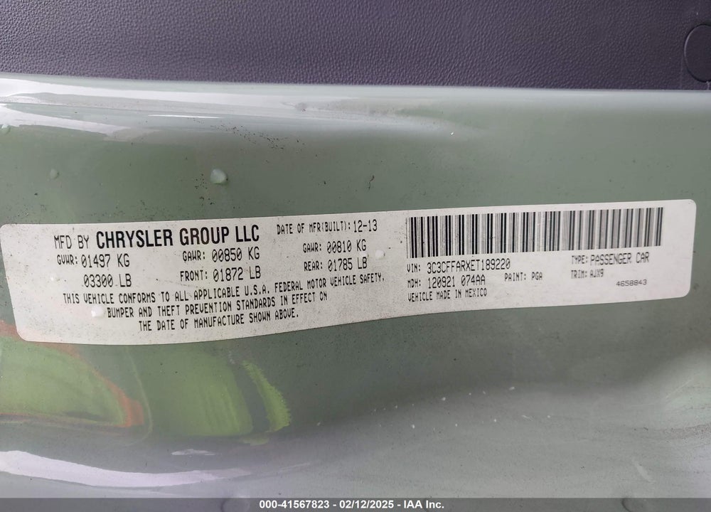 2014 FIAT 500 VIN: 3C3CFFARXET189220