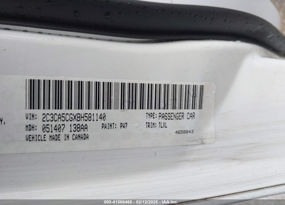 2011 CHRYSLER 300 VIN: 2C3CA5CGXBH581140