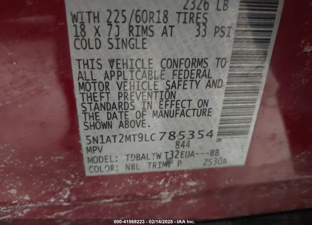 2020 NISSAN ROGUE VIN: 5N1AT2MT9LC785354