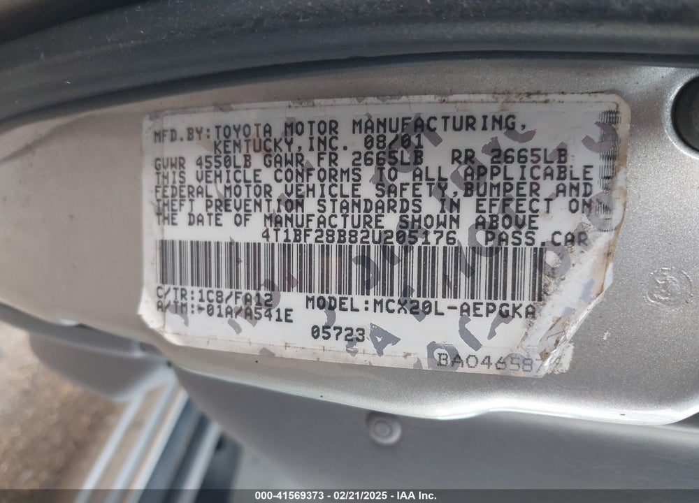 2002 TOYOTA AVALON XLS VIN: 4T1BF28B82U205176