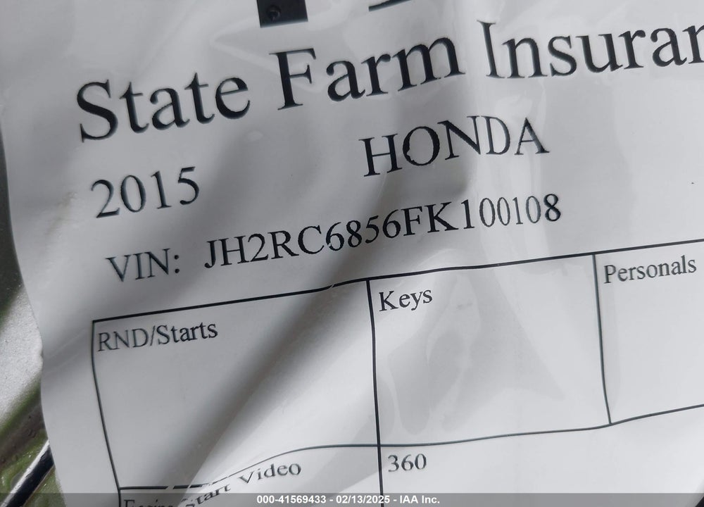 2015 HONDA CTX700 ND VIN: JH2RC6856FK100108