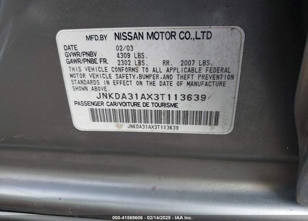 2003 INFINITI I35 LUXURY VIN: JNKDA31AX3T113639
