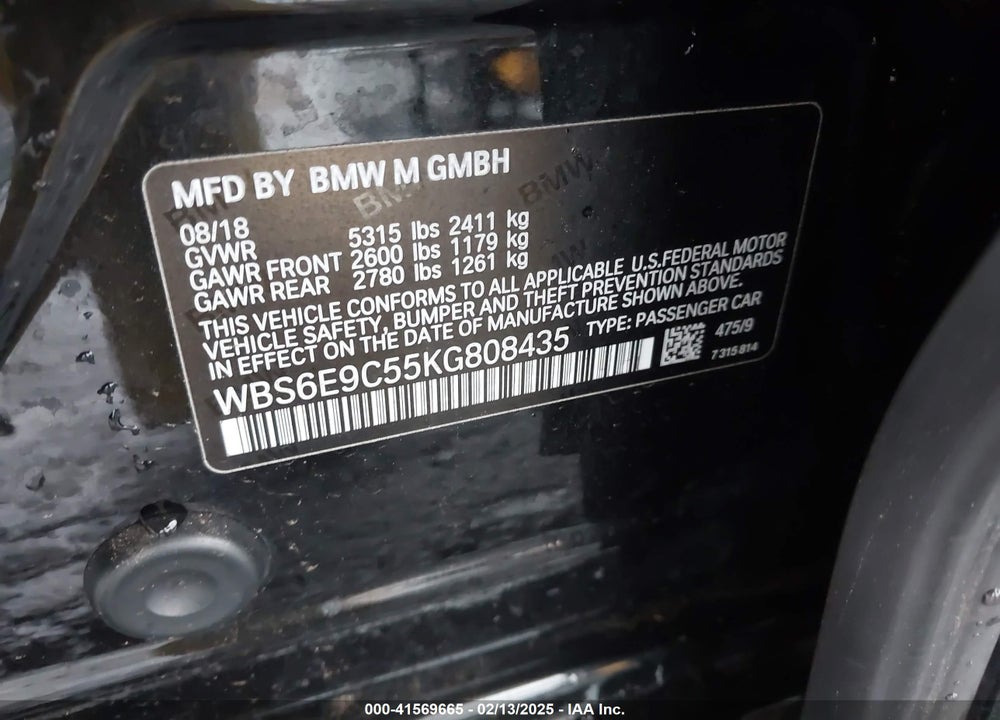 2019 BMW M6 VIN: WBS6E9C55KG808435