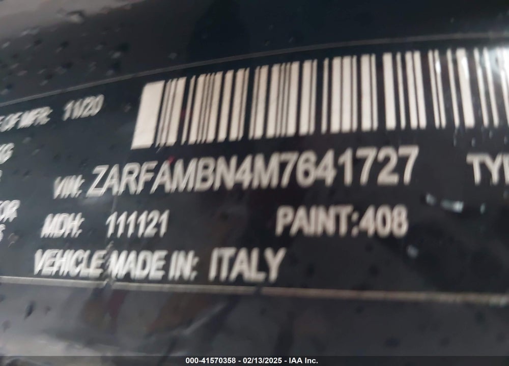 2021 ALFA ROMEO GIULIA TI SPORT RWD VIN: ZARFAMBN4M7641727