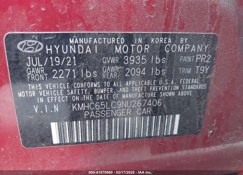 2022 HYUNDAI IONIQ HYBRID BLUE VIN: KMHC65LC9NU267406