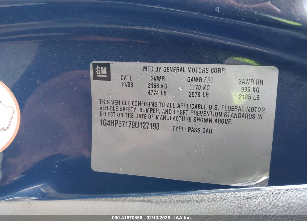 2009 BUICK LUCERNE VIN: 1G4HP57179U127193
