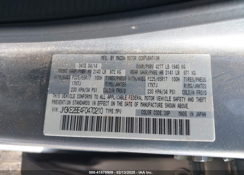 2015 MAZDA CX-5 VIN: JM3KE2BE4F0470210