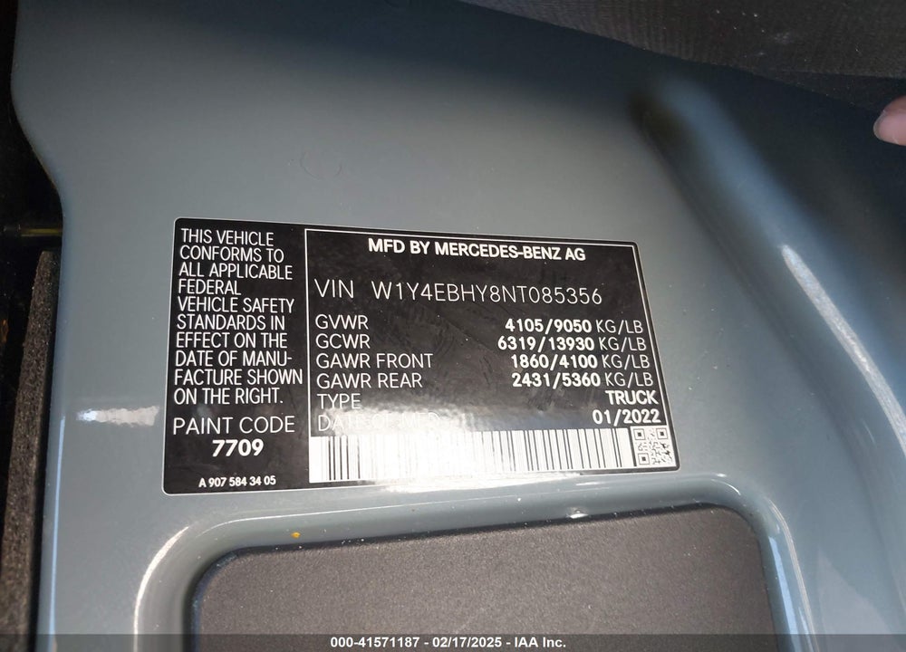 2022 MERCEDES-BENZ SPRINTER 2500 STANDARD ROOF V6 VIN: W1Y4EBHY8NT085356
