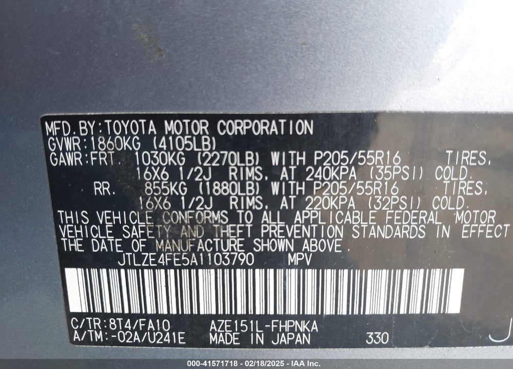 2010 SCION XB VIN: JTLZE4FE5A1103790