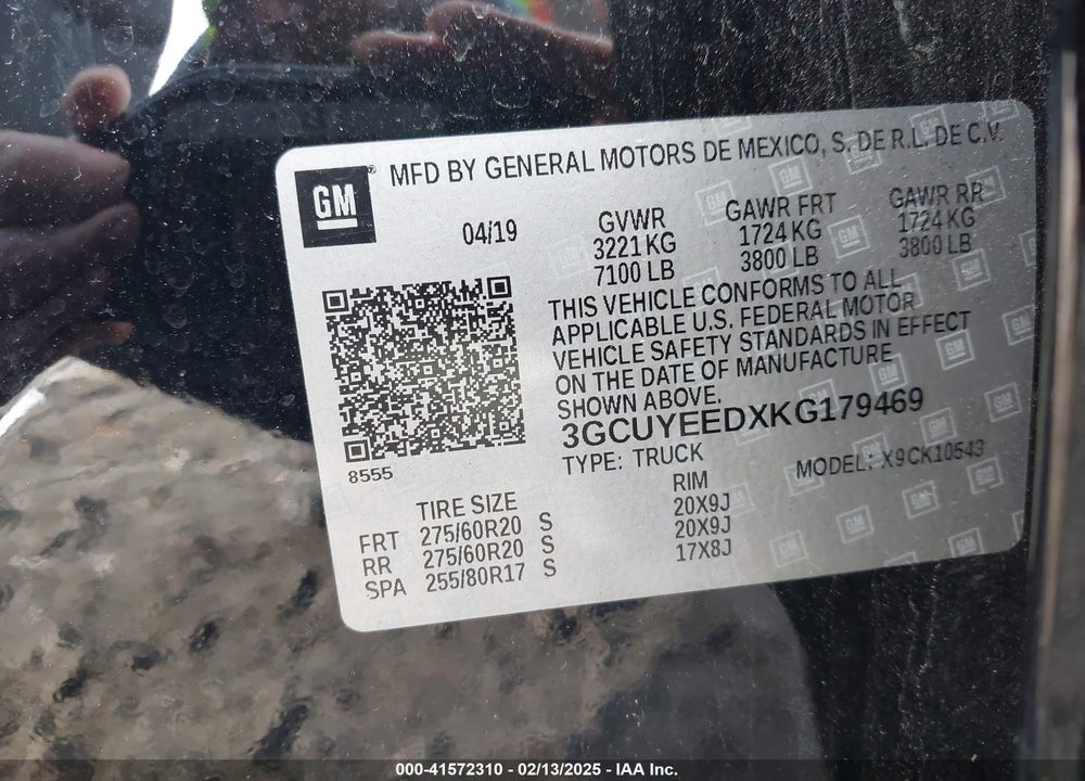 2019 CHEVROLET SILVERADO 1500 VIN: 3GCUYEEDXKG179469