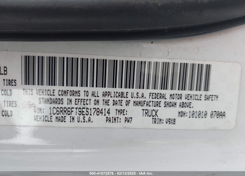 2014 RAM 1500 VIN: 1C6RR6FT9ES178414
