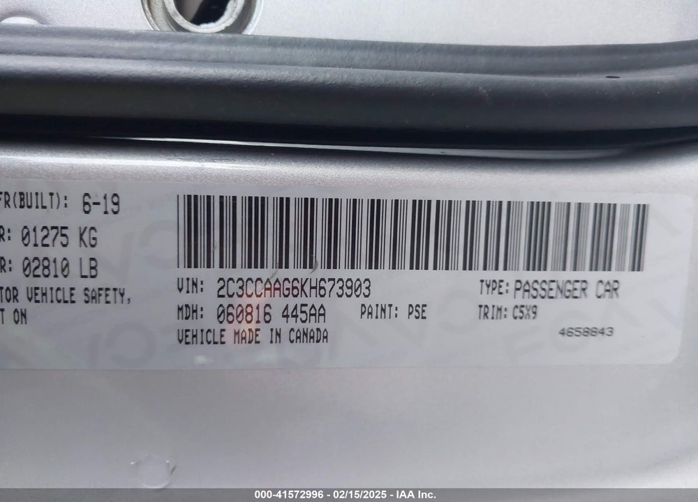 2019 CHRYSLER 300 VIN: 2C3CCAAG6KH673903