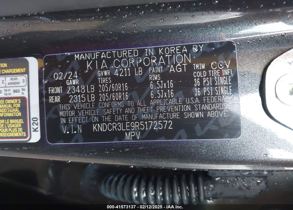 2024 KIA NIRO VIN: KNDCR3LE9R5172572