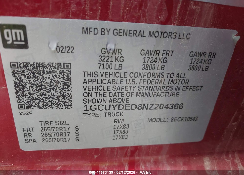2022 CHEVROLET SILVERADO 1500 LTD 4WD SHORT BED LT VIN: 1GCUYDED8NZ204366