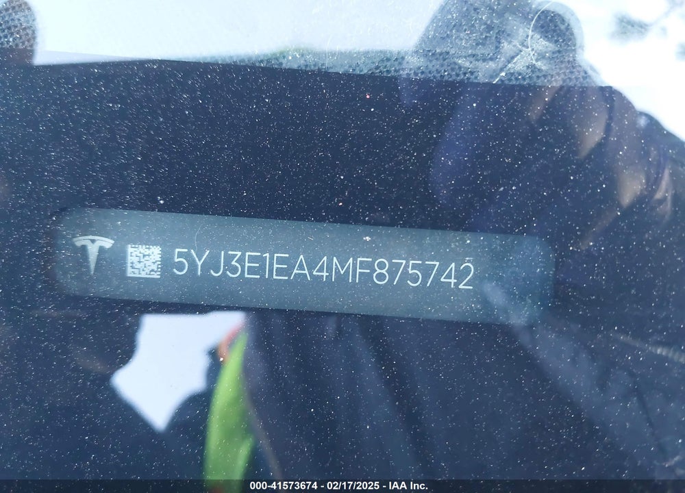 2021 TESLA MODEL 3 VIN: 5YJ3E1EA4MF875742