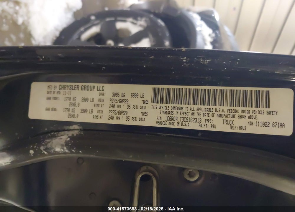 2012 RAM 1500 SLT VIN: 1C6RD7LT3CS162313