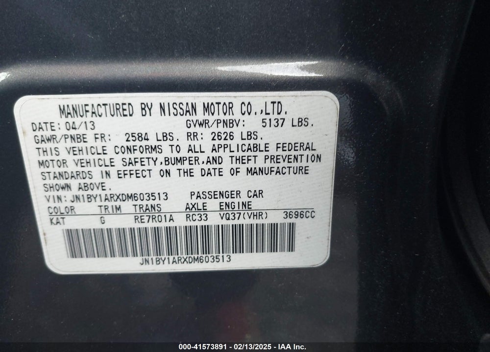 2013 INFINITI M37X VIN: JN1BY1ARXDM603513