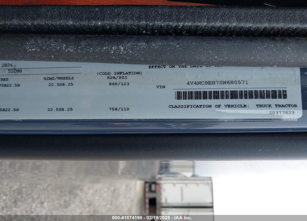 2025 VOLVO VN VNL VIN: 4V4NC9EH7SN680571